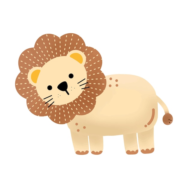 El icono de la ilustración del león de estilo lindo