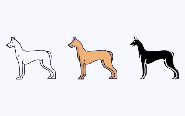 Vector icono de ilustración de razas de perro sabueso faraón