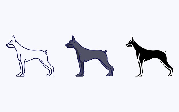 Vector icono de ilustración de razas de perros doberman