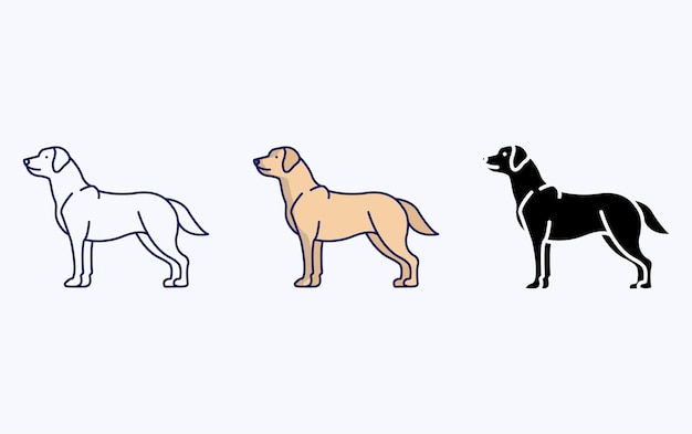 Icono de ilustración de razas de perros Labrador Retriever