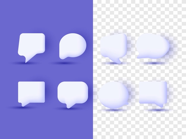 icono de ilustración resumen 3d realista conjunto de burbujas de discurso aislado en el fondo