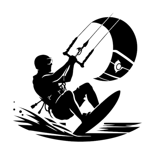 icono de ilustración de la silueta del kitesurf