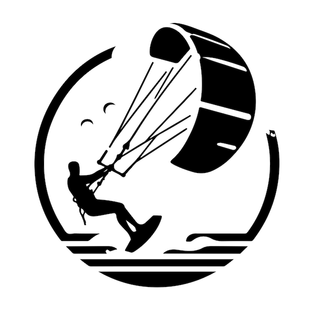 icono de ilustración de la silueta vectorial del kitesurf