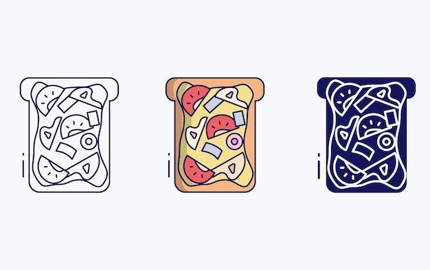 Icono de ilustración de tostadas de champiñones