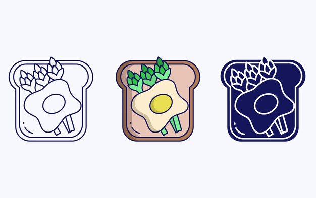 Icono de ilustración de tostadas de espárragos