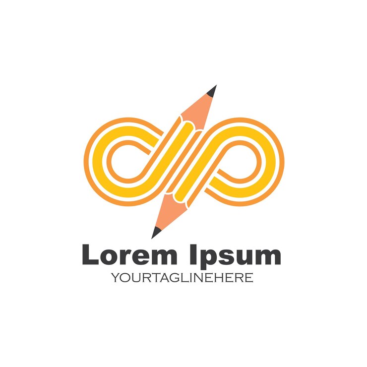 Vector icono de ilustración de vector de concepto de lápiz infinito y logotipo de diseño de educación