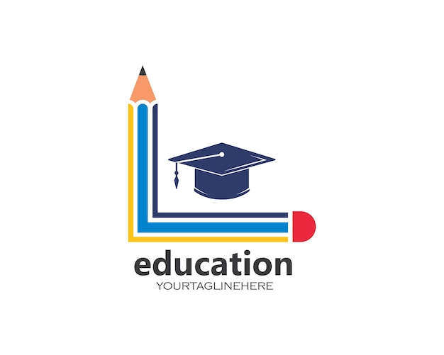 Icono de ilustración de vector de lápiz y logotipo de educación