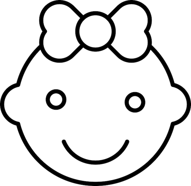 El icono de la ilustración vectorial de Baby Girl Outline