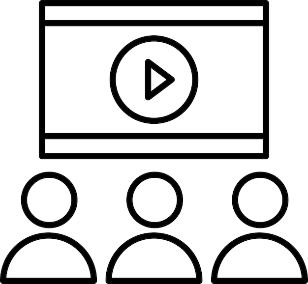 El icono de la ilustración vectorial del contorno de la audiencia de la película