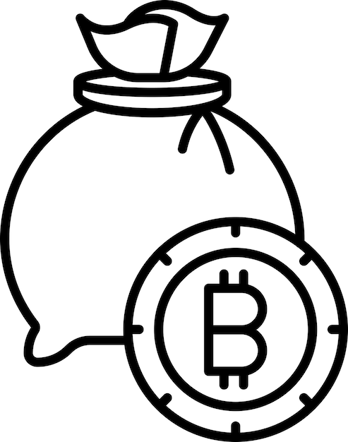 icono de ilustración vectorial del contorno de la bolsa de bitcoin