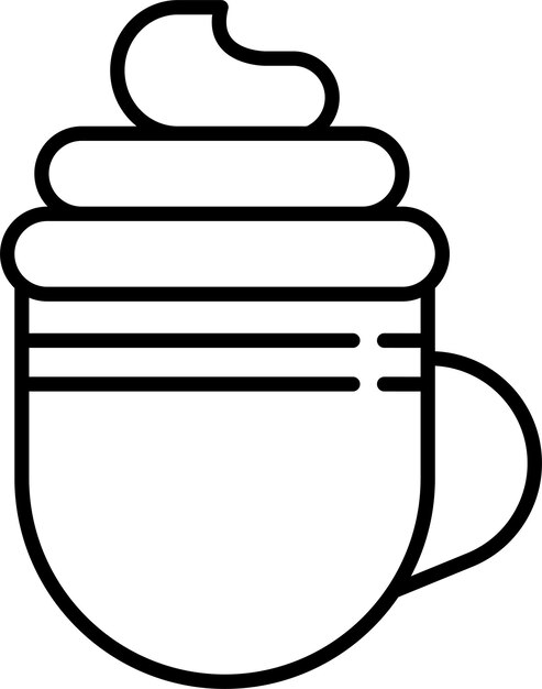 El icono de la ilustración vectorial del contorno del café de crema