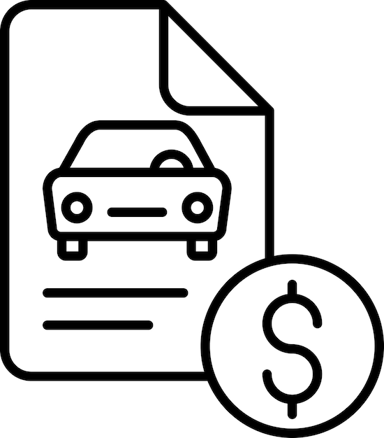 Icono de la ilustración vectorial del contorno de los documentos del automóvil
