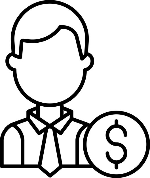 Icono de la ilustración vectorial del contorno del dólar masculino