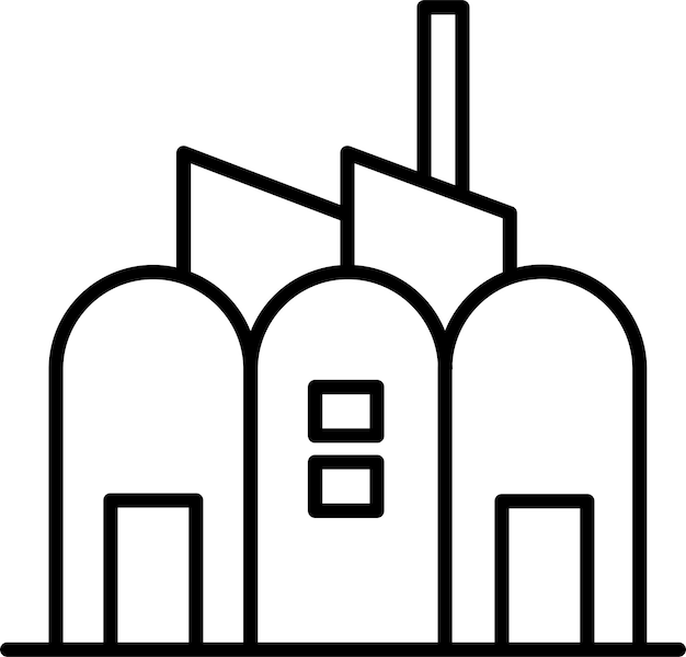 Icono de ilustración vectorial del contorno de la fábrica