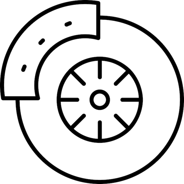 Ícono de ilustración vectorial del contorno del freno de disco