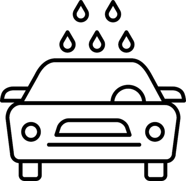 Icono de ilustración vectorial del contorno de la limpieza del automóvil