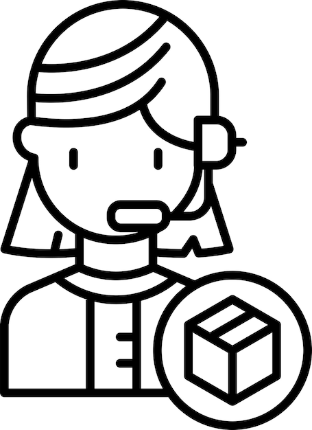Icono de ilustración vectorial del contorno de la operadora logística femenina