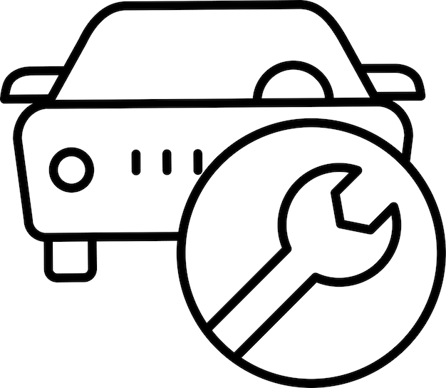Icono de ilustración vectorial del contorno de los servicios mecánicos de automóviles