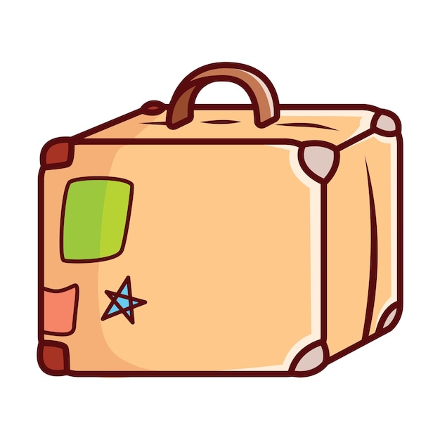El icono de la ilustración vectorial de equipaje marrón es de estilo de dibujos animados plano