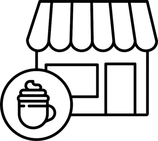 El icono de la ilustración vectorial del esquema de la cafetería
