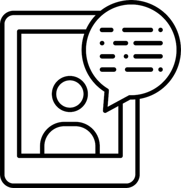 El icono de la ilustración vectorial del esquema del chat de la tableta