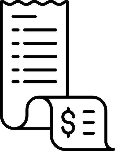 Icono de la ilustración vectorial del esquema de la factura