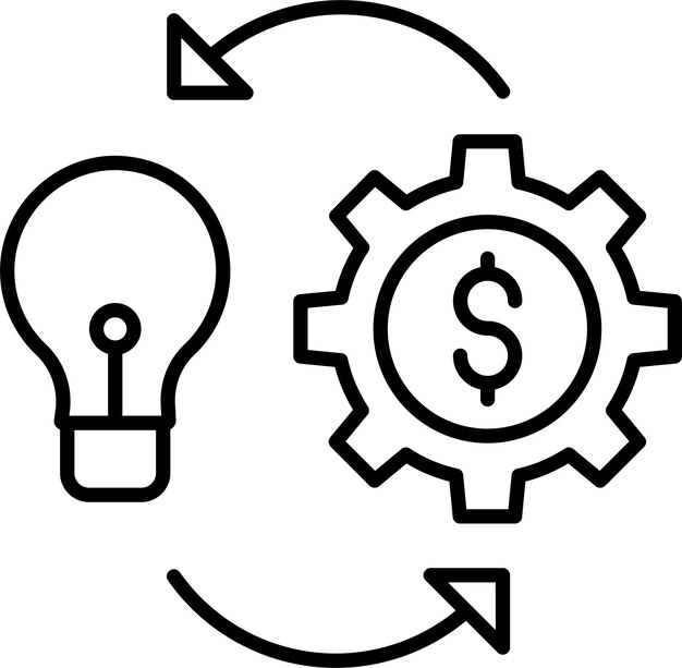 Icono de la ilustración vectorial del esquema de inversión de la idea