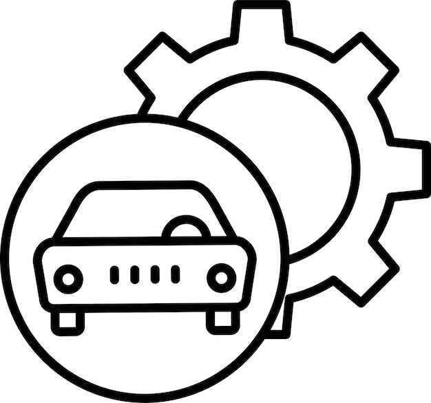 Icono de ilustración vectorial del esquema de mantenimiento del automóvil