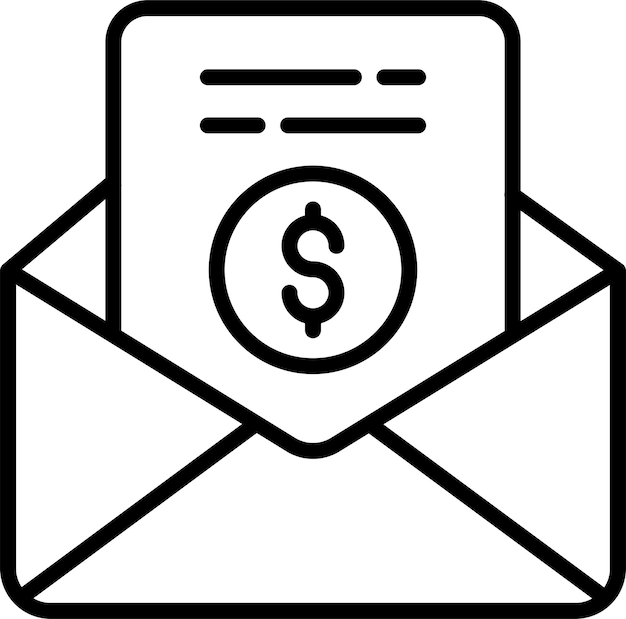 Icono de la ilustración vectorial del esquema del recibo por correo electrónico