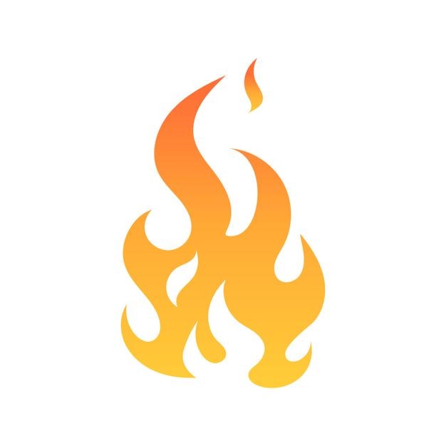 Icono de ilustración vectorial de fuego de color naranja