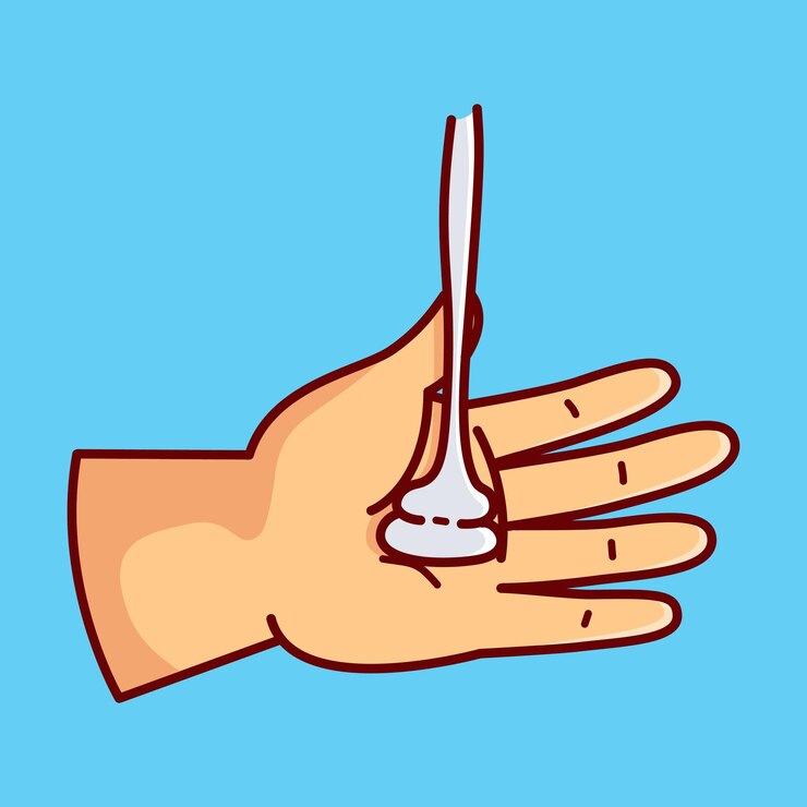 Vector icono de ilustración vectorial de gel de alcohol en la mano estilo de dibujos animados plano