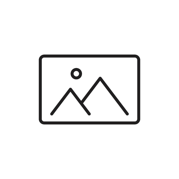 Ícono de imagen arte plano en blanco y negro aislado