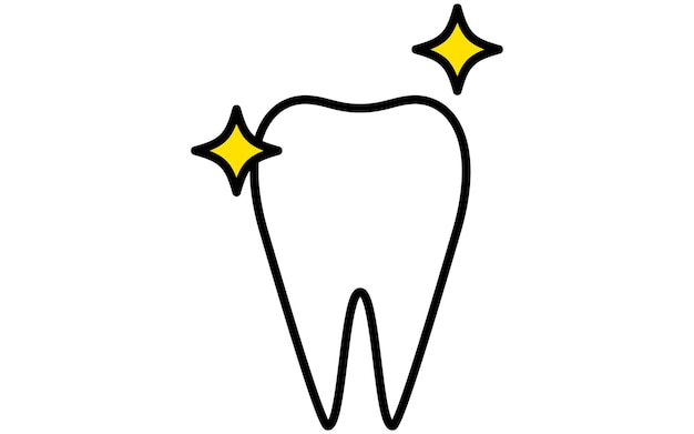 Ícono de imagen dental de dientes sanos dibujo de líneas simples