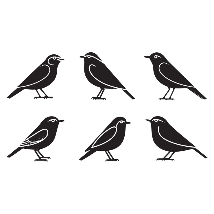 Icono de la imagen de silueta de la ilustración vectorial de las aves
