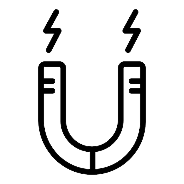 Icono de imán científico Contorno de icono de vector de imán científico para diseño web aislado sobre fondo blanco