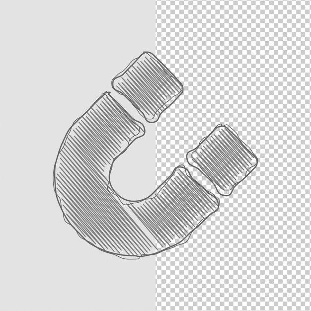 Icono de imán U de efecto boceto con fondo personalizable