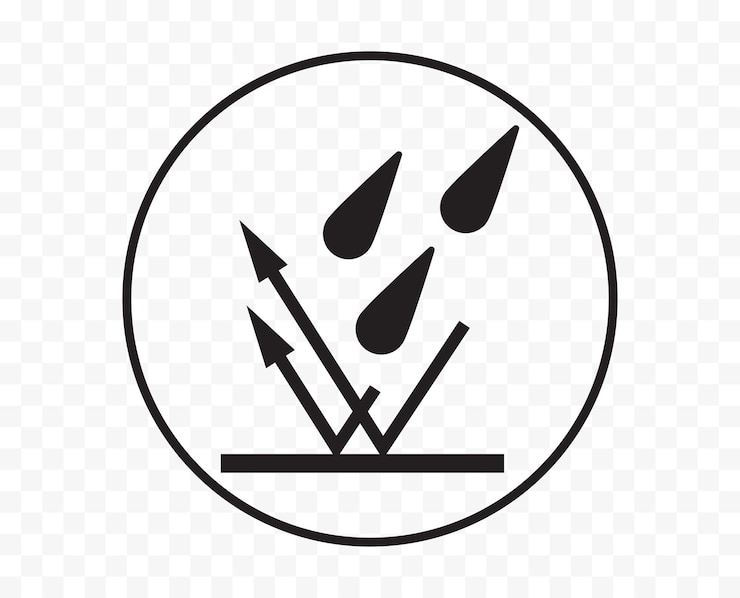 Vector icono impermeable al agua y a la lluvia resistente a los líquidos vector del logotipo de la tela gota impermeable y símbolo impermeable de protección contra la humedad