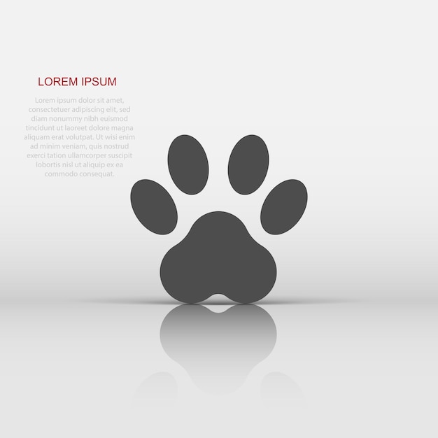 Icono de impresión de pata de vector en estilo plano pictograma de ilustración de signo de pata de oso de gato de perro concepto de negocio de pie de animal