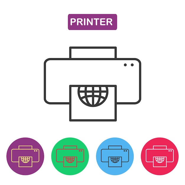 Icono de impresora vectorial Imagen de línea delgada simple para sitios web web d