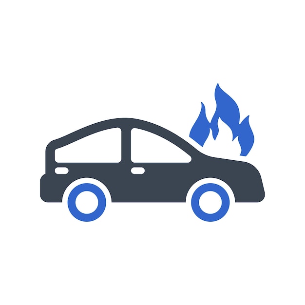Icono de incendio y choque de coche