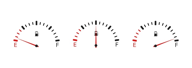 Icono indicador de combustible Indicador de combustible Ilustración del salpicadero del coche Vector 10 eps