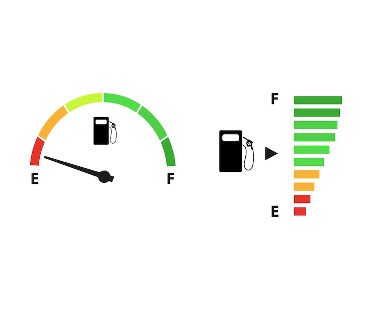 Vector icono de indicador de combustible indicador de gasolina aislado sobre fondo blanco