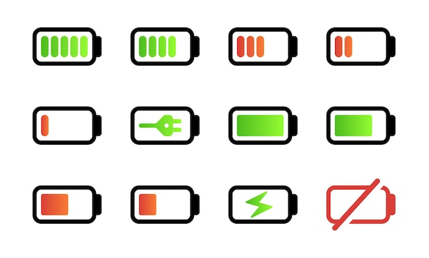 Icono indicador de nivel de batería Elemento de interfaz de usuario de notificación de energía de batería