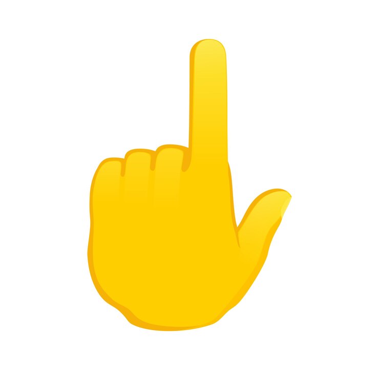 Vector ícono del índice de la mano trasera apuntando hacia arriba ilustración vectorial del emoji de gesto amarillo