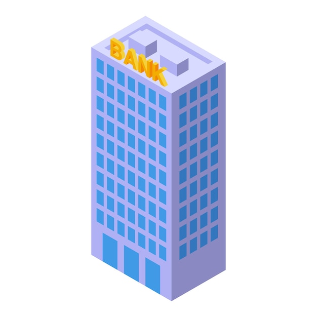Ícono de inflación del edificio bancario vector isométrico Mercado global