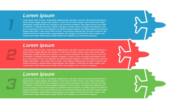 Icono de infografía de vuelo de avión en estilo plano Ilustración de vector de banner de viaje de avión sobre fondo blanco aislado Concepto de negocio de aerolínea