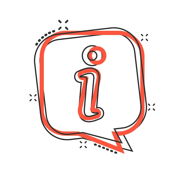 Icono de información en estilo cómico Preguntas frecuentes ayuda ilustración vectorial de dibujos animados sobre fondo blanco aislado Concepto de negocio de efecto de salpicadura de servicio de asistencia técnica