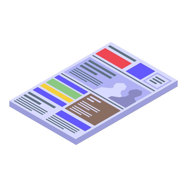 Icono de información del periódico Isométrico del icono de vector de información del periódico para diseño web aislado sobre fondo blanco