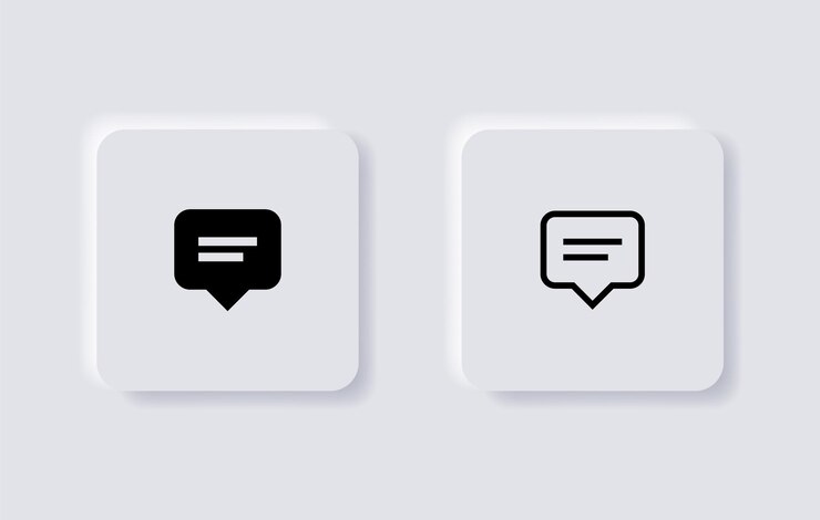 Vector icono de información sobre herramientas comentario símbolo de burbuja de diálogo iconos de mensajes de chat en botones de neumorfismo interfaz de usuario neumórfica ux