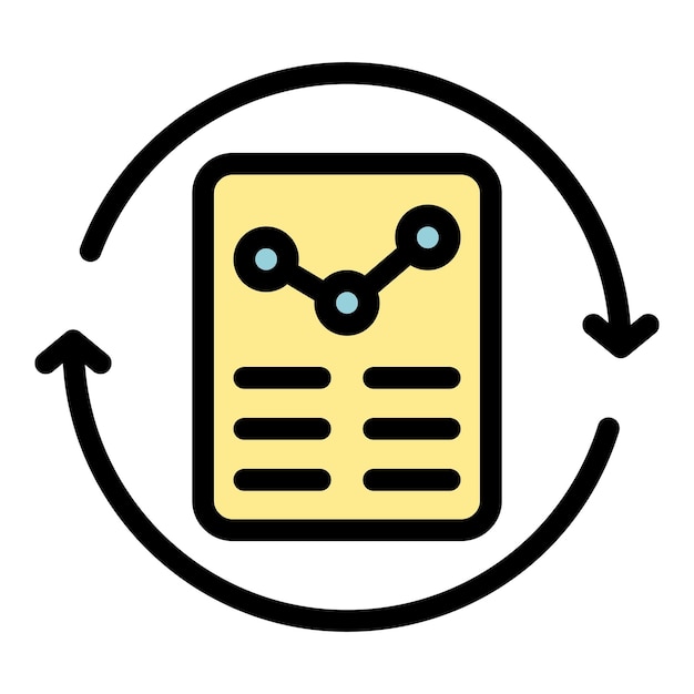 Icono de informe de actualización Icono de vector de informe de actualización de esquema para diseño web aislado en color plano de fondo blanco